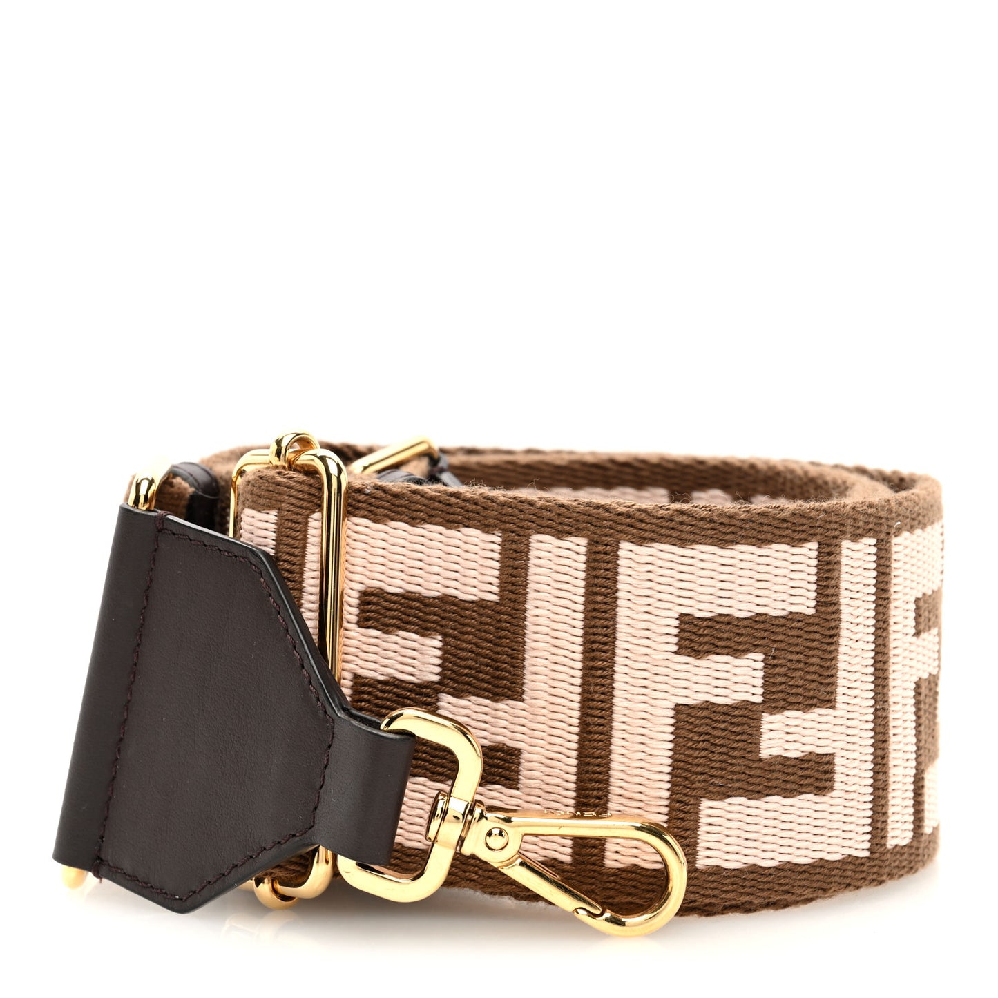 Ribbon Vitello Century FF 1974 Embroidered Adjustable Strap You Fango Rosa Confetto Chocolate