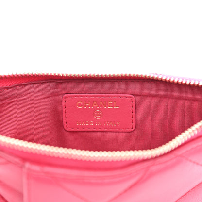 Chanel Shiny Goatskin Quilted Chanel 19 Phone and Card Holder Dark Pink 6 of 11