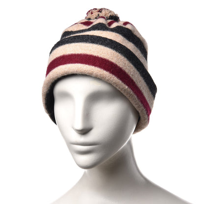 Burberry Lambswool Stripe Beanie Hat 2 of 6
