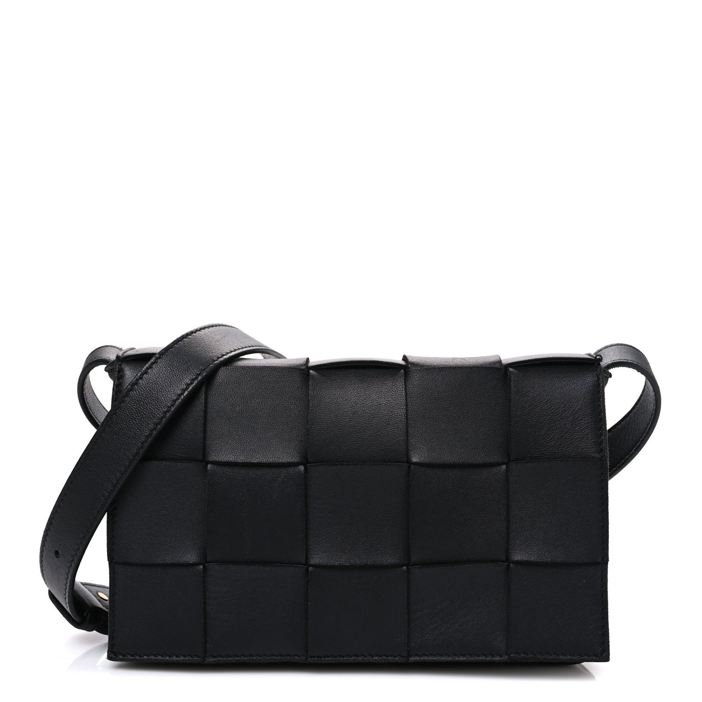 Lambskin Maxi Intrecciato Cassette Crossbody Bag Black