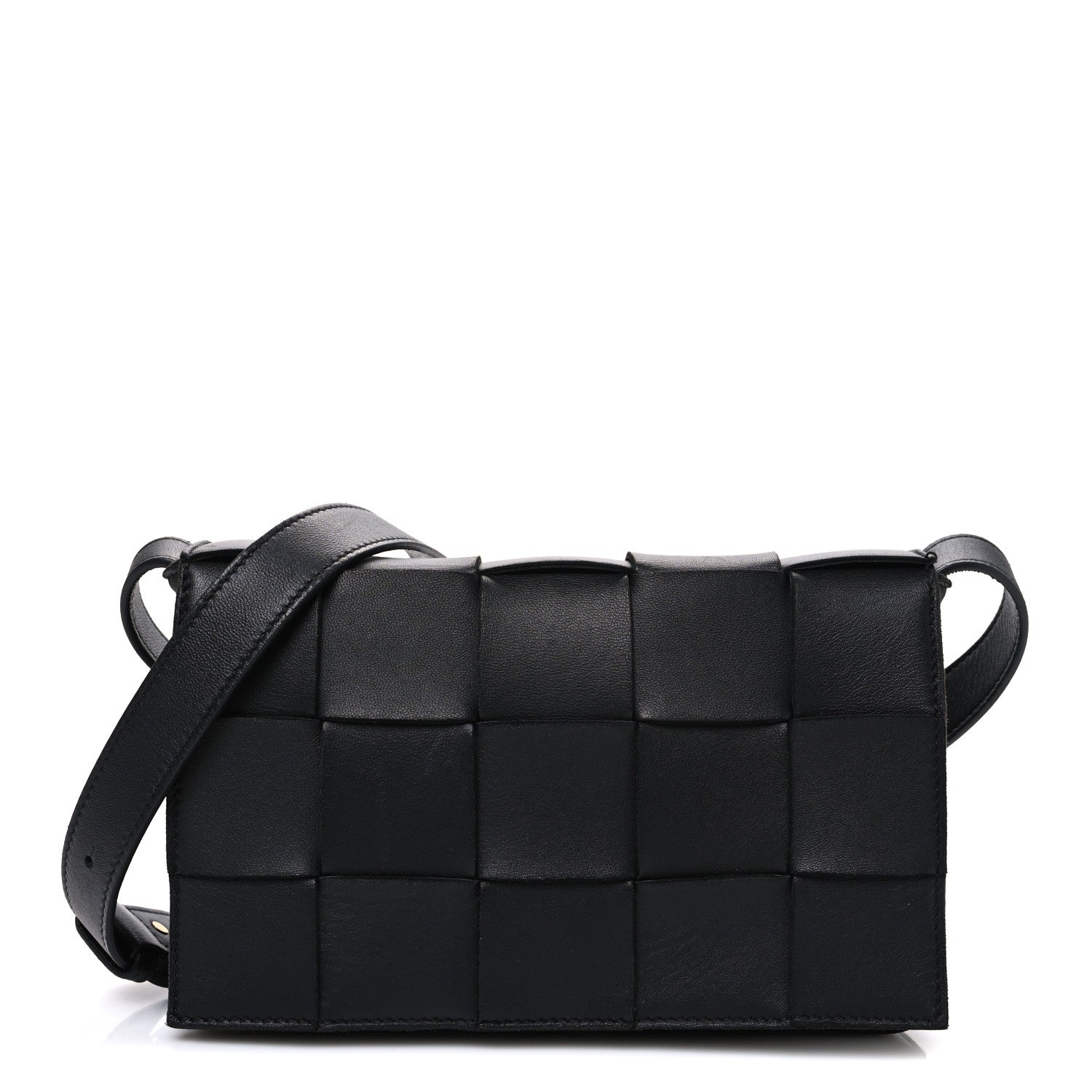 Bottega Veneta Lambskin Maxi Intrecciato Cassette Crossbody Bag Black 1 of 12