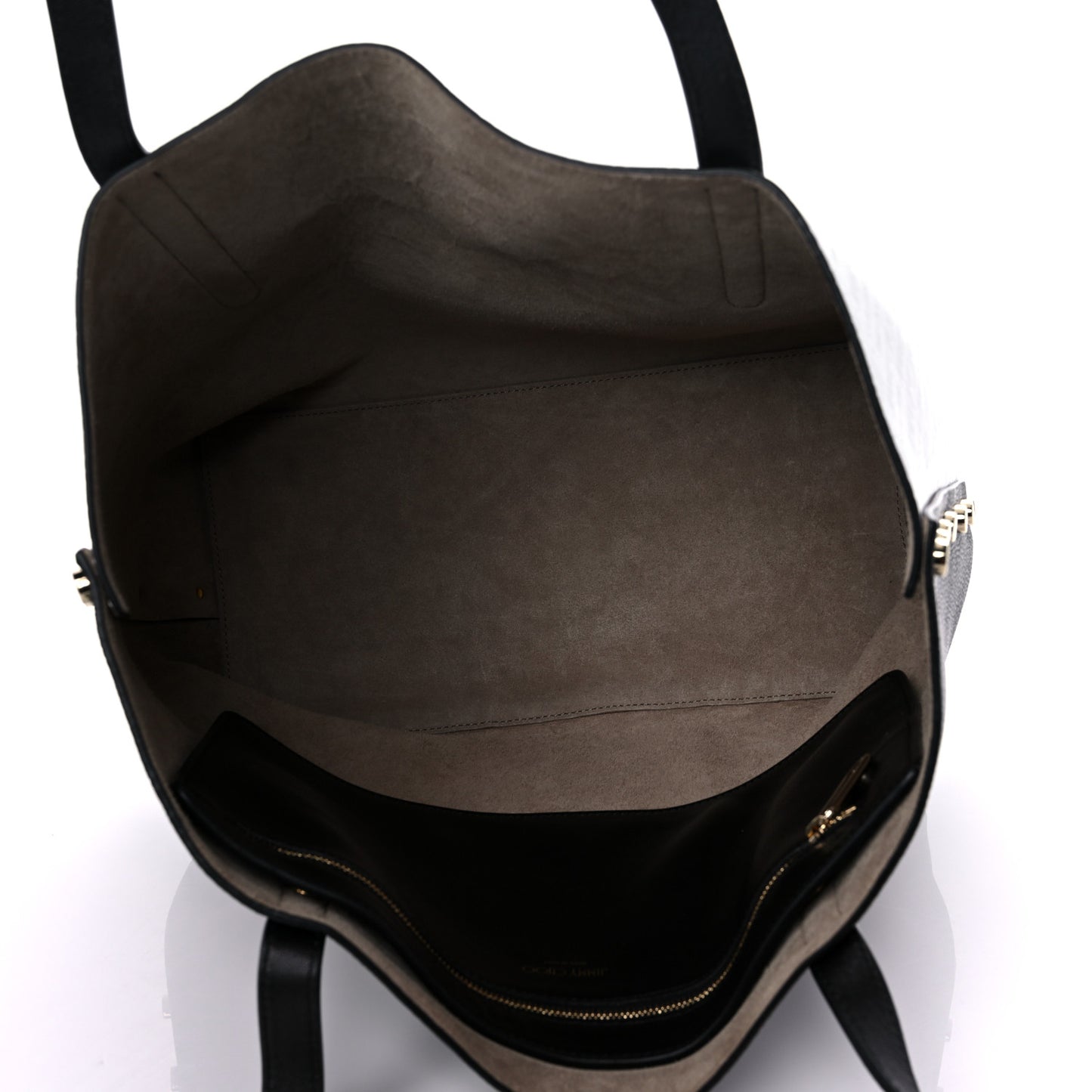 Calfskin Logo Embossed Twist East West Tote White Black