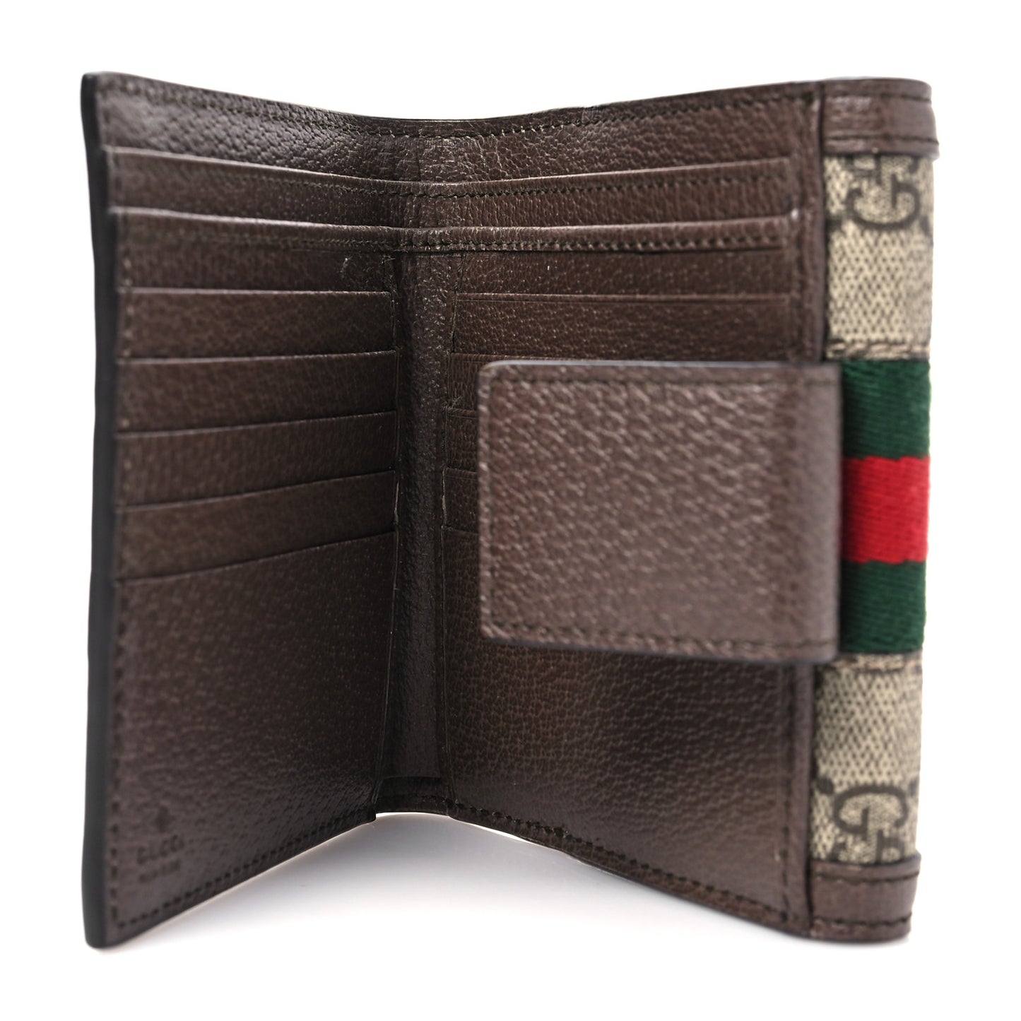 GG Supreme Monogram Web Ophidia French Flap Wallet Beige New Acero