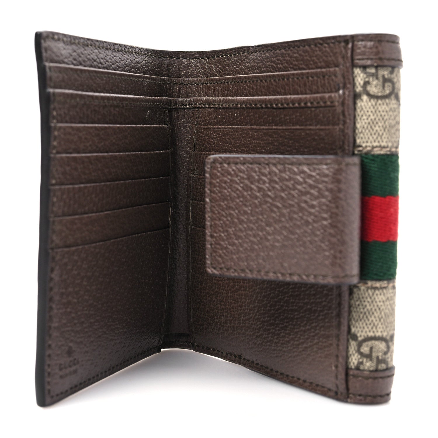 Gucci GG Supreme Monogram Web Ophidia French Flap Wallet Beige New Acero 5 of 7