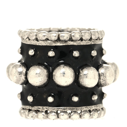 Christian Dior Metal Enamel Beaded Wide D Ring 52 6 Silver Black 3 of 4