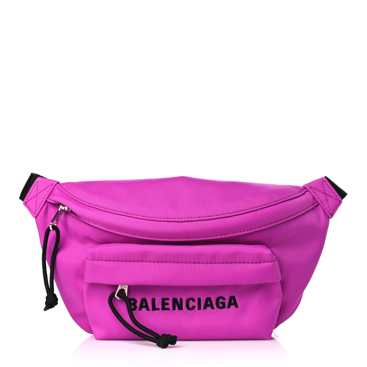 Balenciaga Sport Nylon Logo Embroidered Small Wheel Beltpack Fuchsia Black 1 of 8