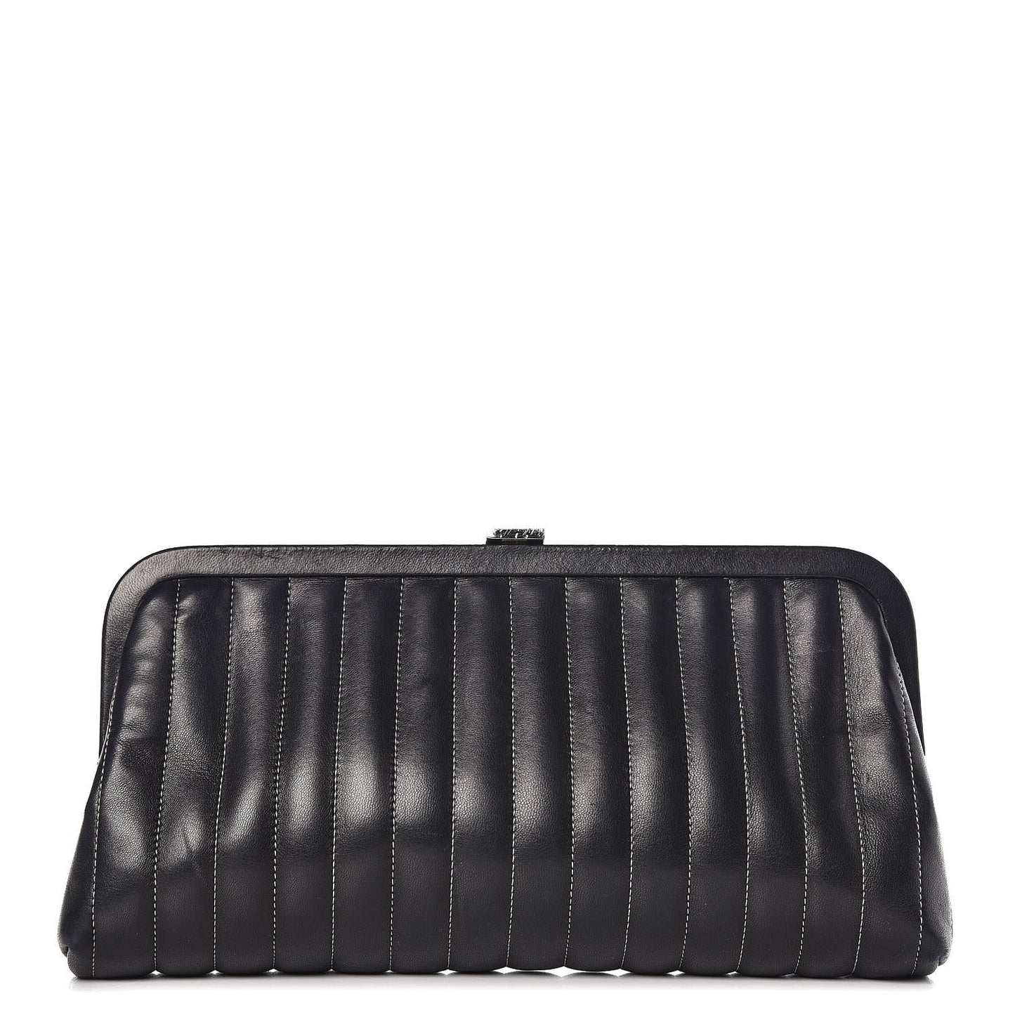 Lambskin Vertical Quilted Mademoiselle Clutch Black