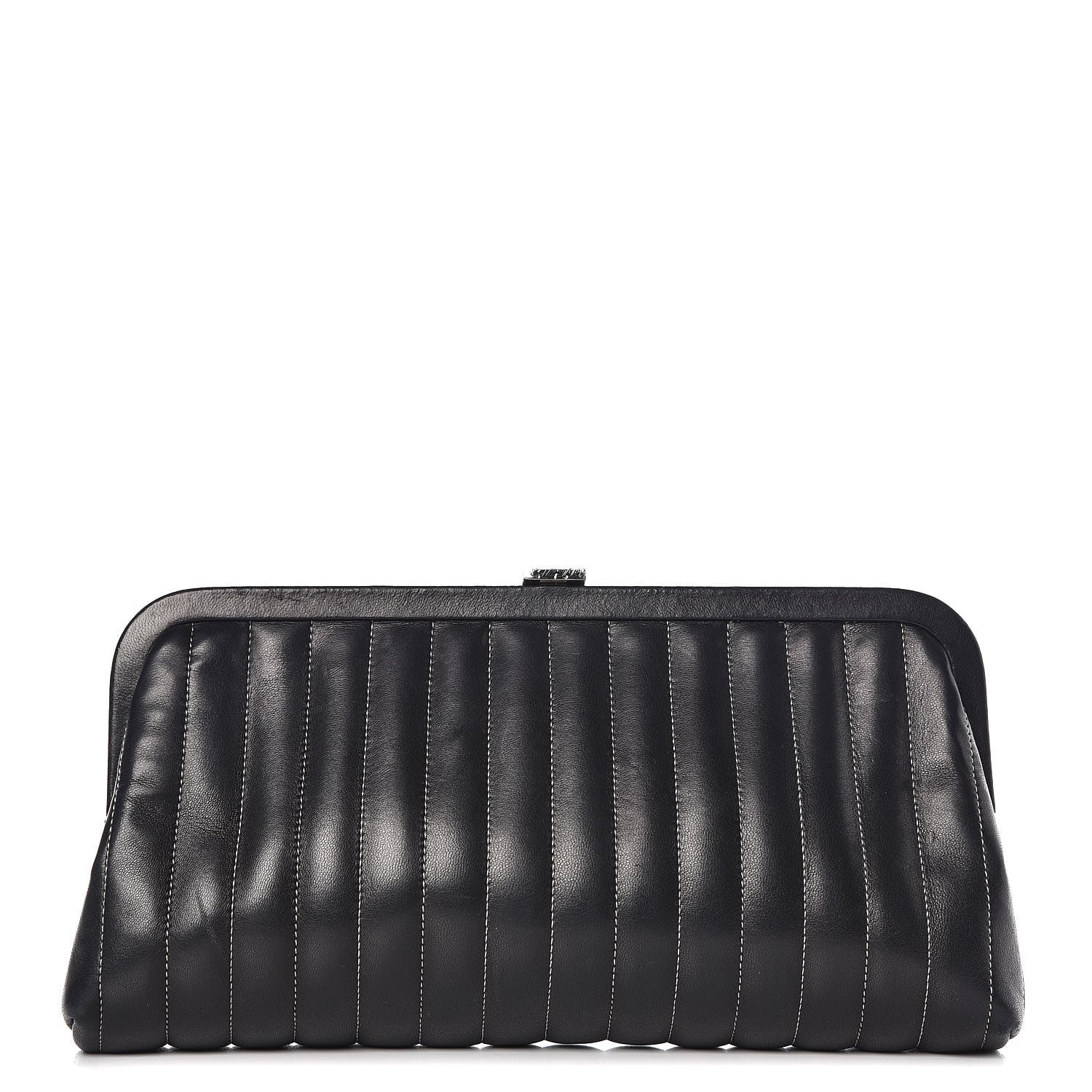 Chanel Lambskin Vertical Quilted Mademoiselle Clutch Black 1 of 14