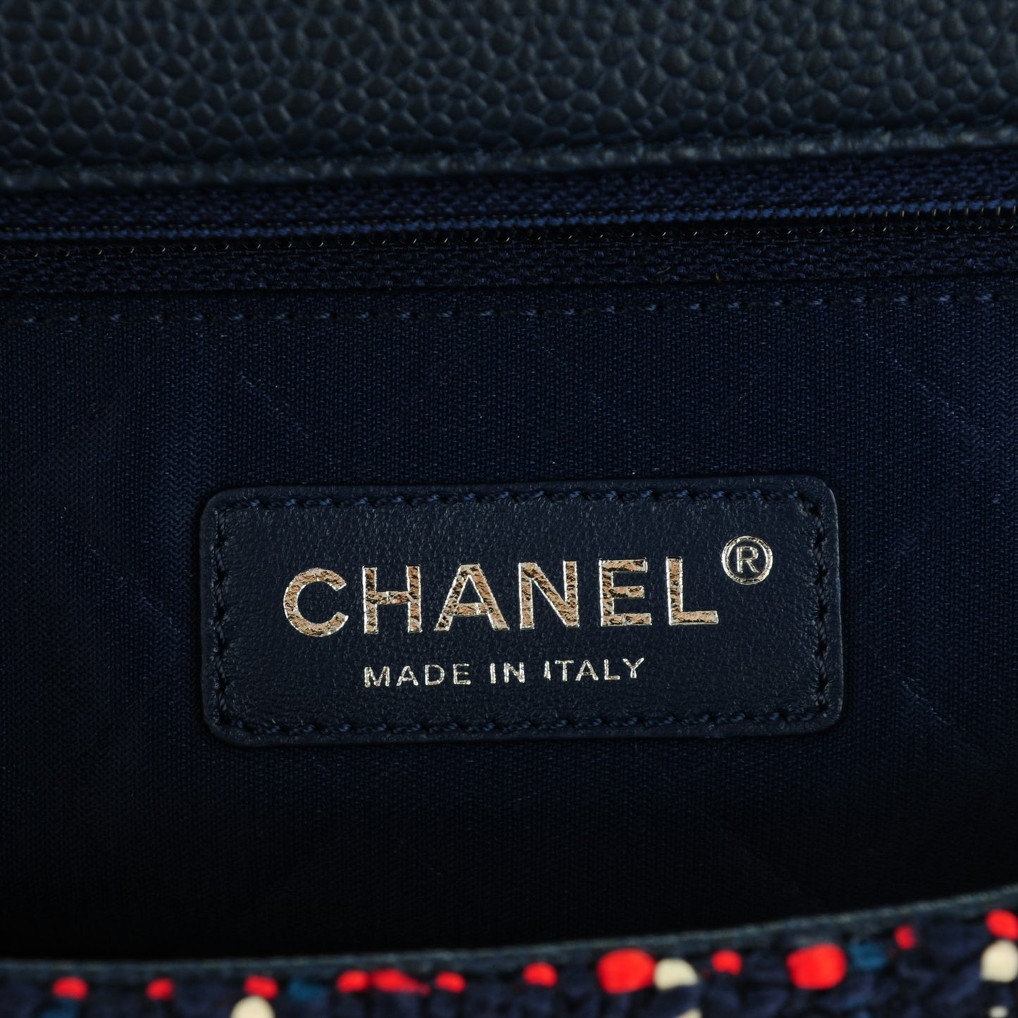 Tweed Trip Top Handle Flap Navy Burgundy