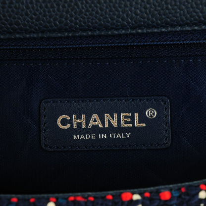 Chanel Tweed Trip Top Handle Flap Navy Burgundy 6 of 7