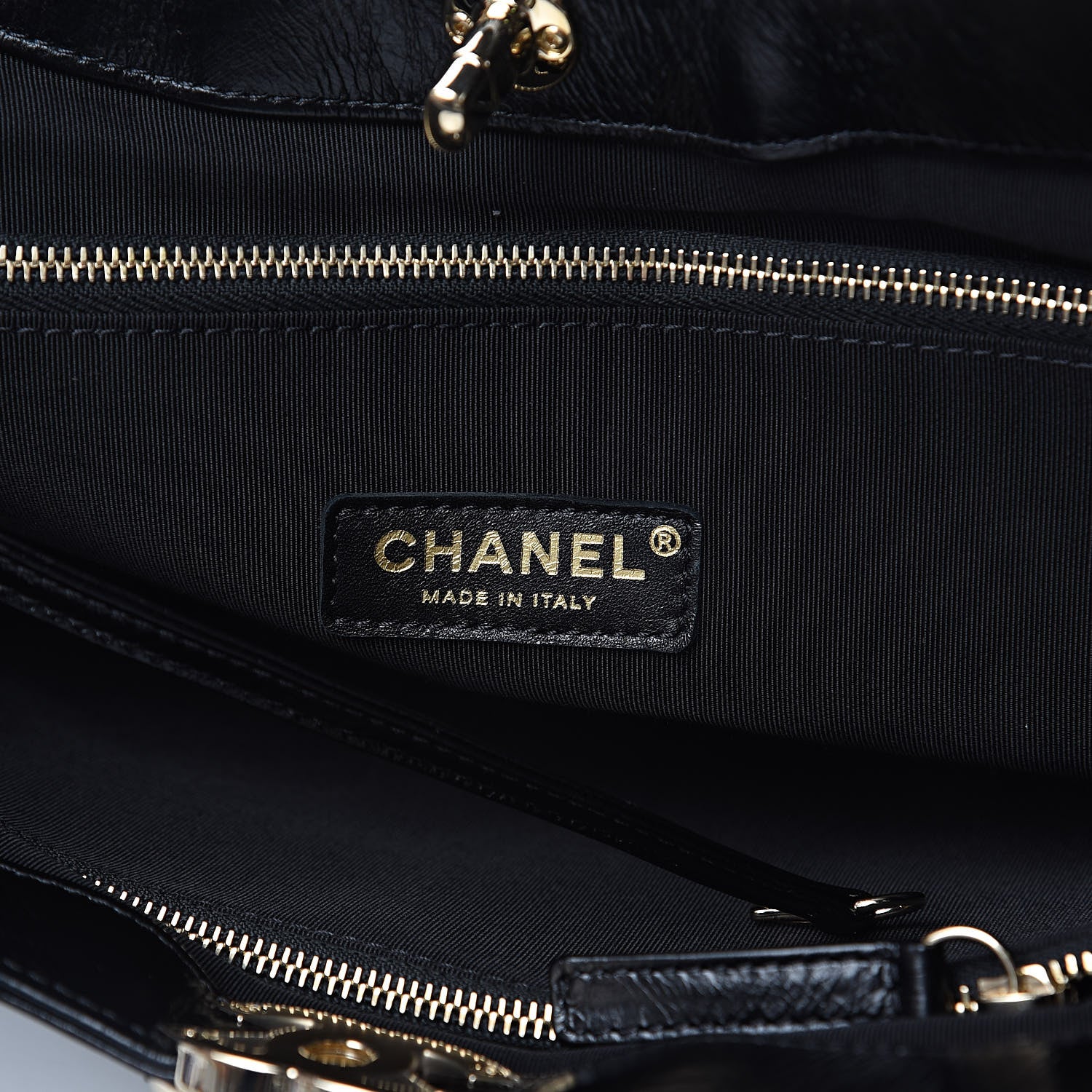 Chanel Patent Calfskin Canvas Printed Medium 31 Shopping Bag Black 6 of 10