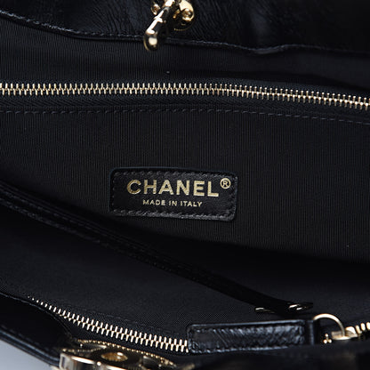 Chanel Patent Calfskin Canvas Printed Medium 31 Shopping Bag Black 6 of 10