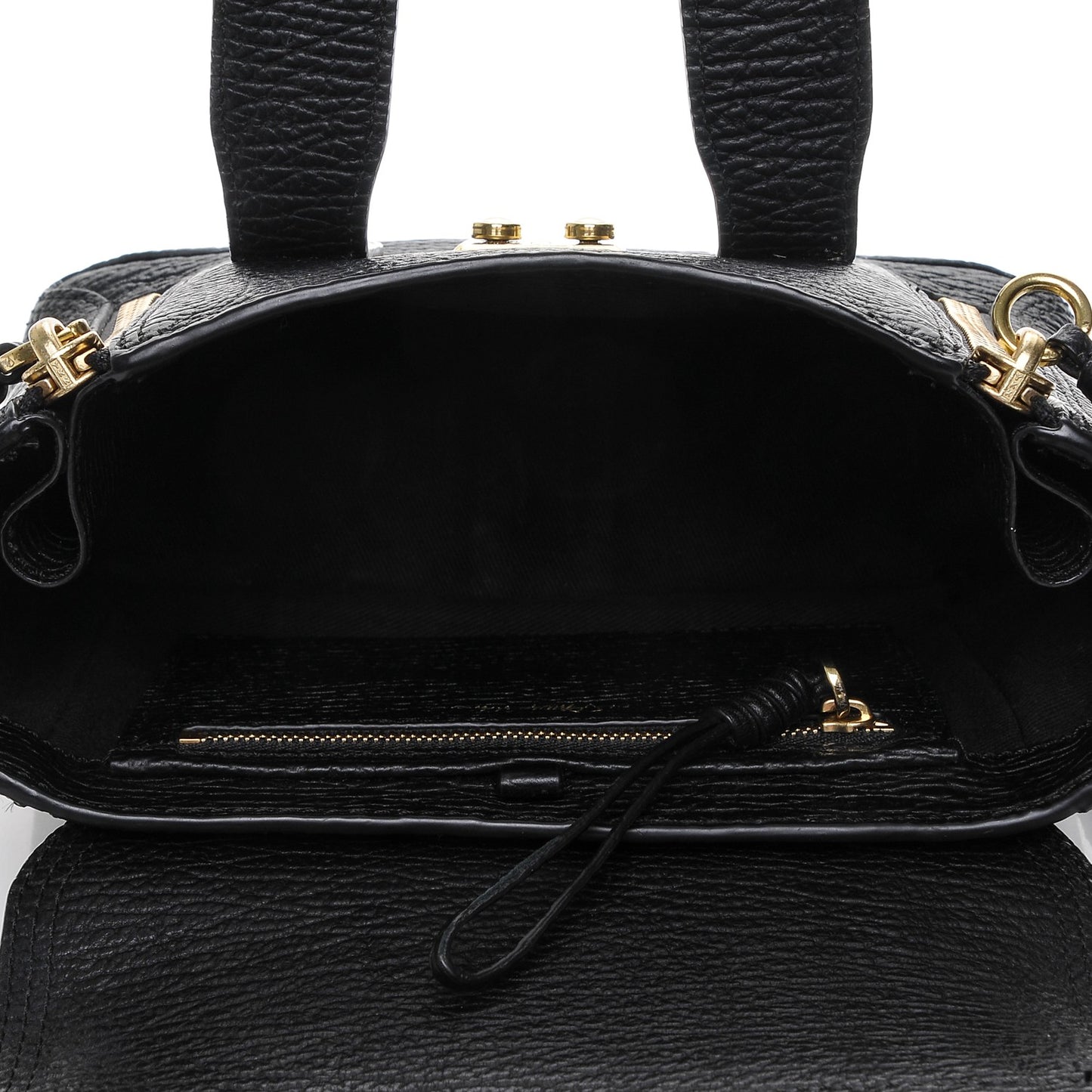 3.1 Textured Calfskin Mini Pashli Satchel Black