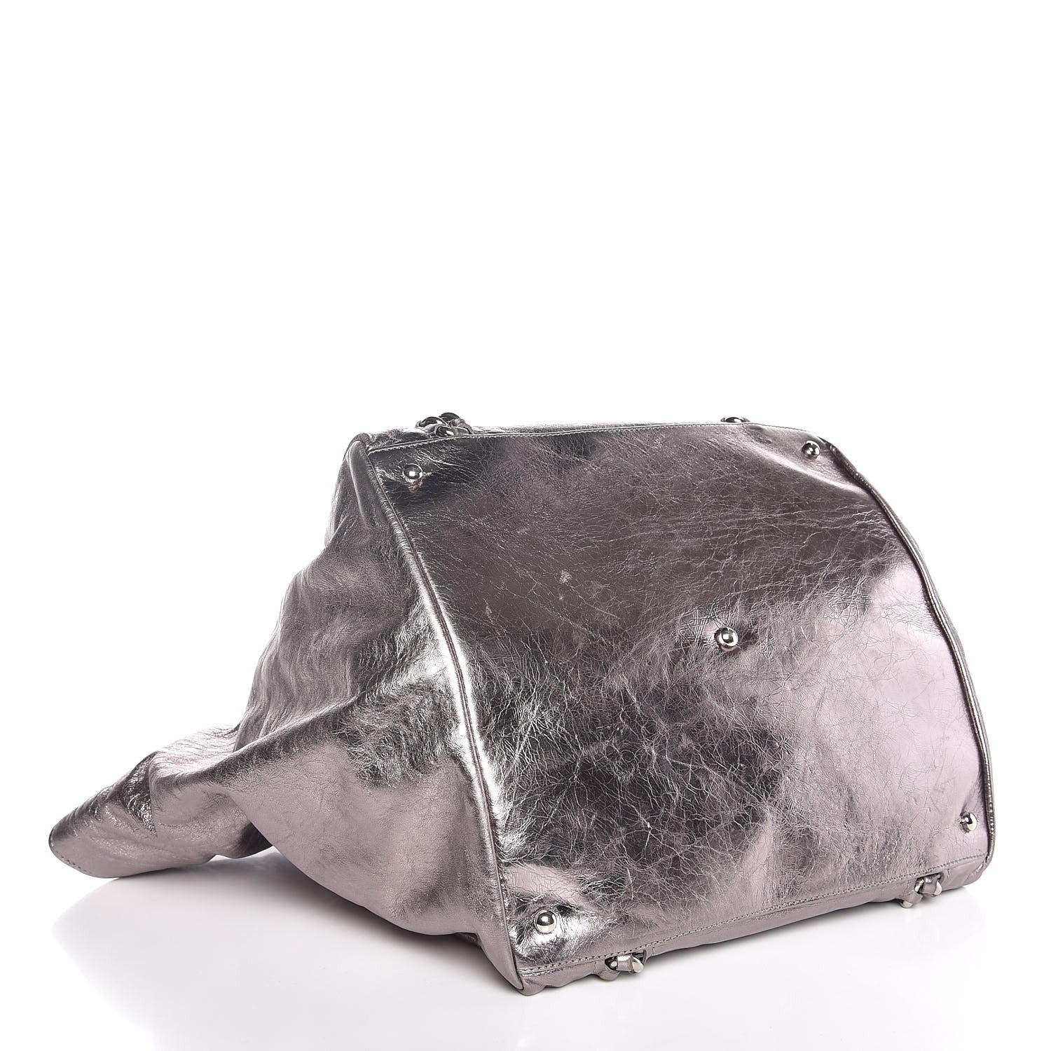 Chanel Metallic Cracked Calfskin Modern Chain Tote Dark Grey 4 of 8