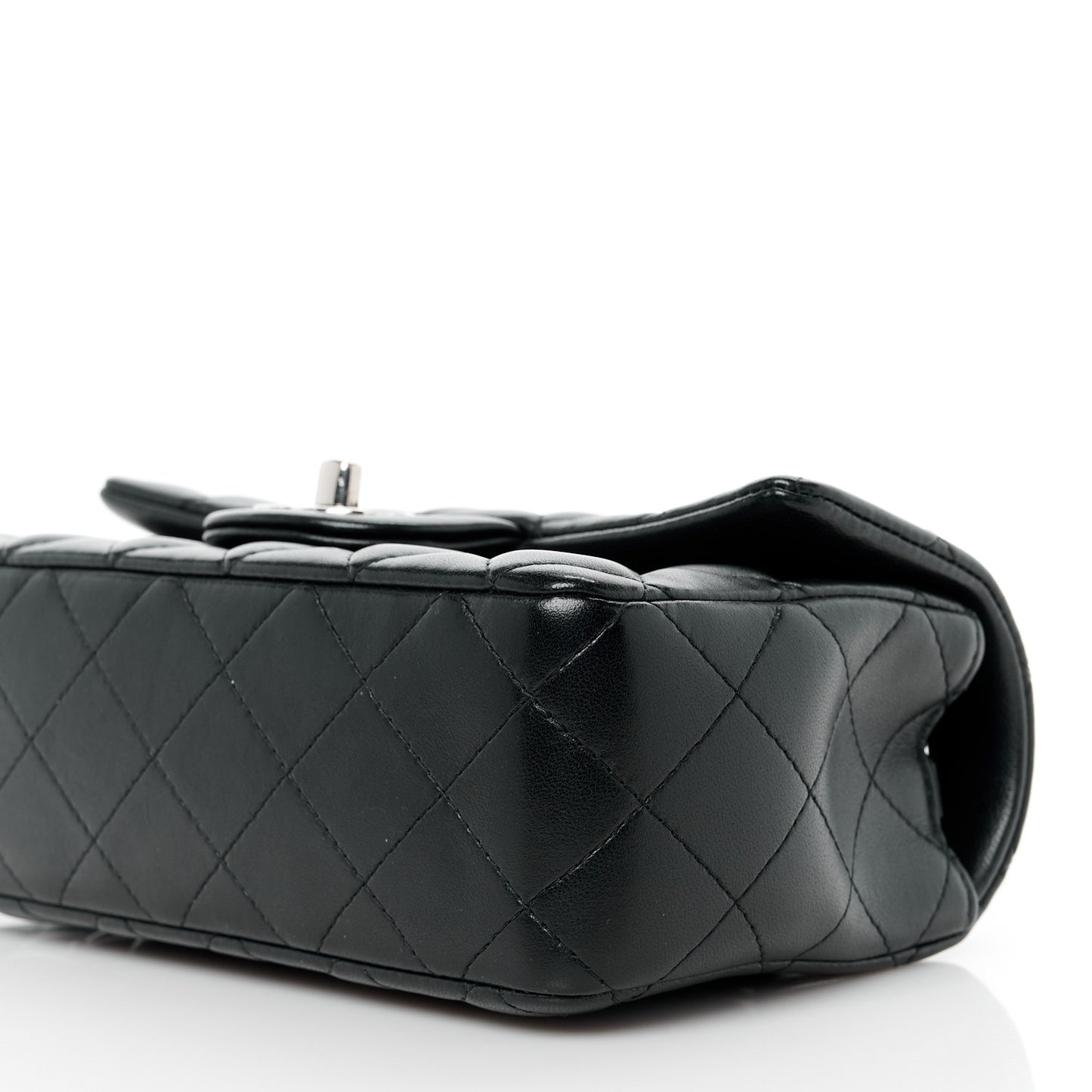 Lambskin Quilted Mini Rectangular Flap Black