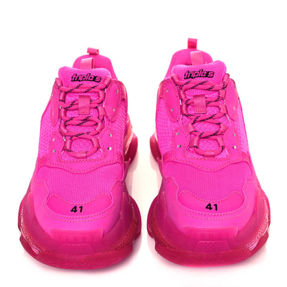 Balenciaga Fabric Mesh Clear Sole Fluo Mens Triple S Sneakers 41 Pink 3 of 10