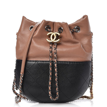 Chanel Calfskin Quilted Small Gabrielle Bucket Beige Black 1 of 10