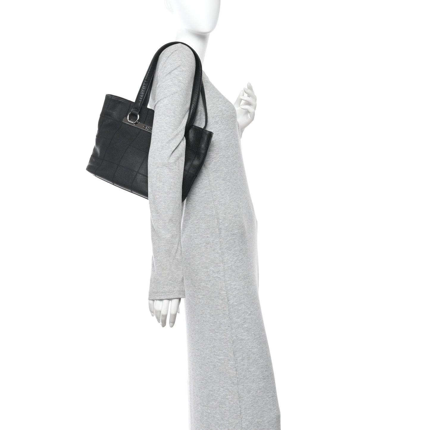 Caviar Square Stitched Tote Black
