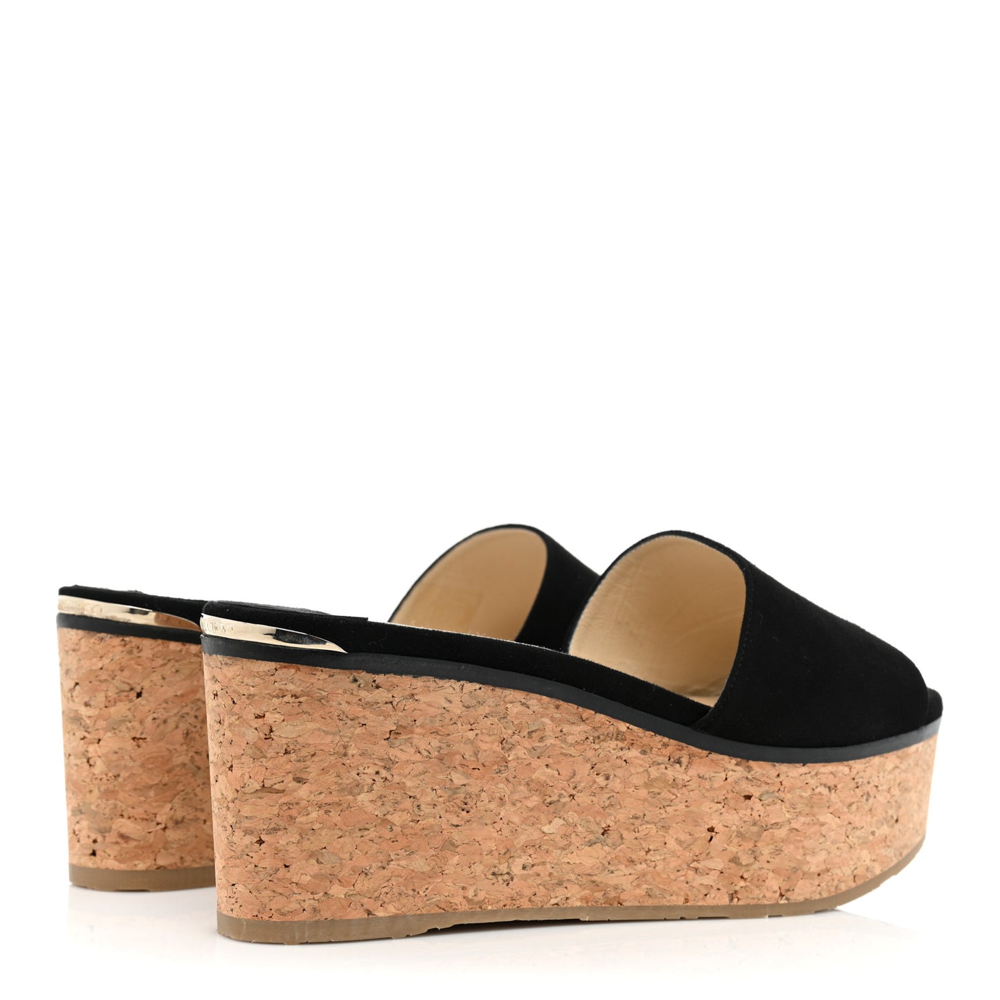 Suede Cork DeeDee Platform Wedge Slide Sandals 40 Black