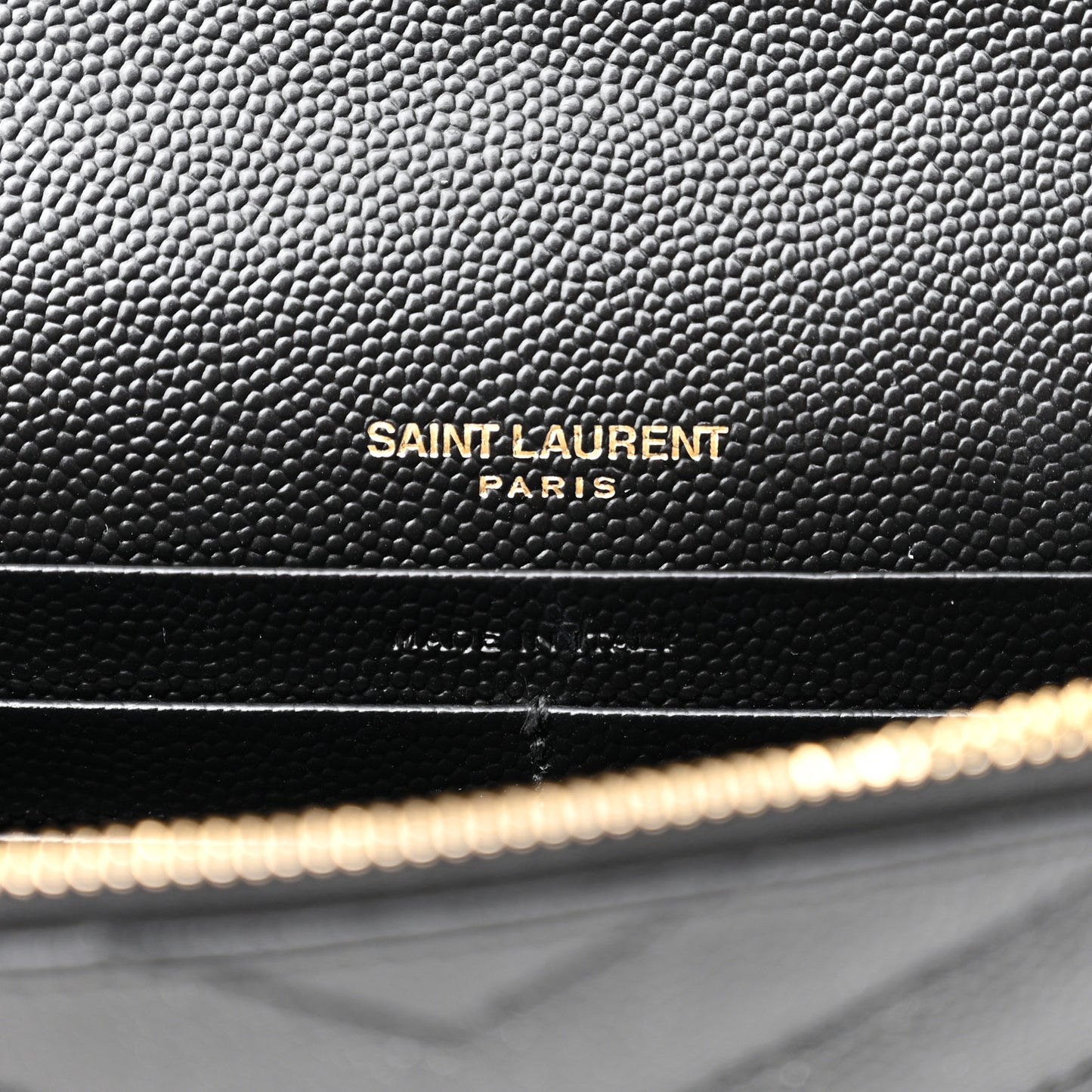 Grain De Poudre Matelasse Chevron Monogram Envelope Chain Wallet Black