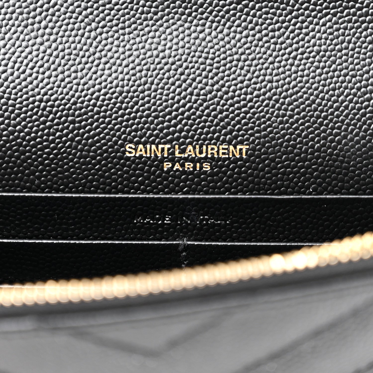 Saint Laurent Grain De Poudre Matelasse Chevron Monogram Envelope Chain Wallet Black 5 of 8