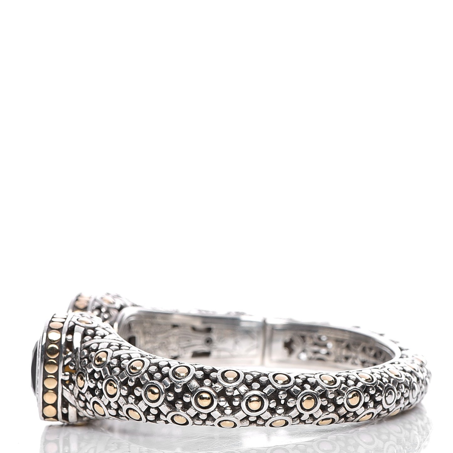 Sterling Silver 18K Yellow Gold Diamond Smoky Quartz Jaisalmer Cuff Bracelet