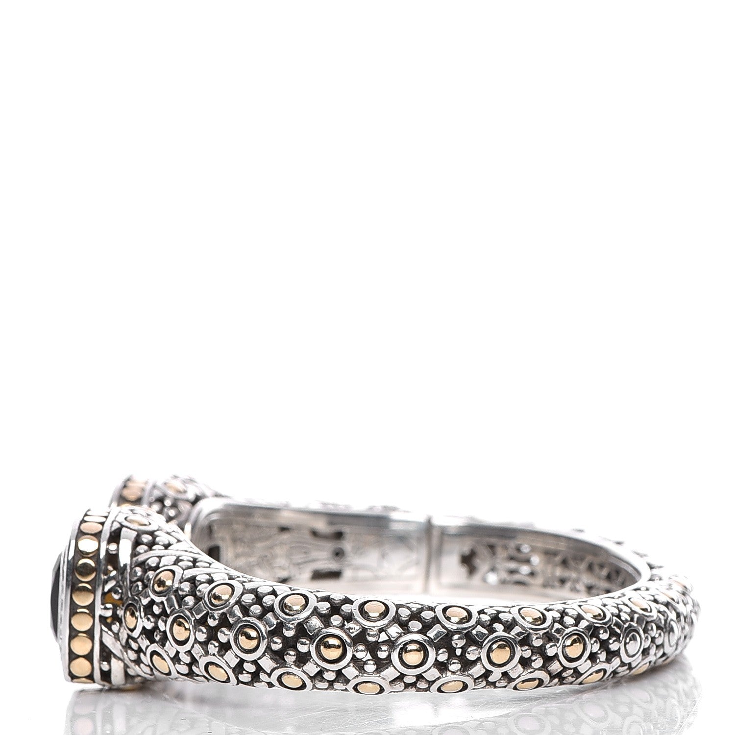 John Hardy Sterling Silver 18K Yellow Gold Diamond Smoky Quartz Jaisalmer Cuff Bracelet 3 of 9