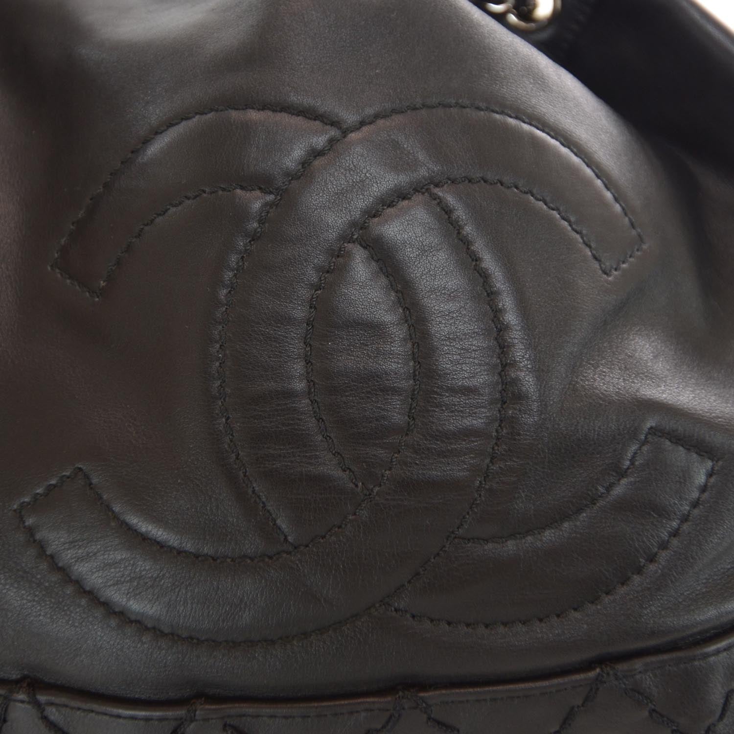 Chanel Lambskin Drawstring CC Bucket Bag Black 5 of 9