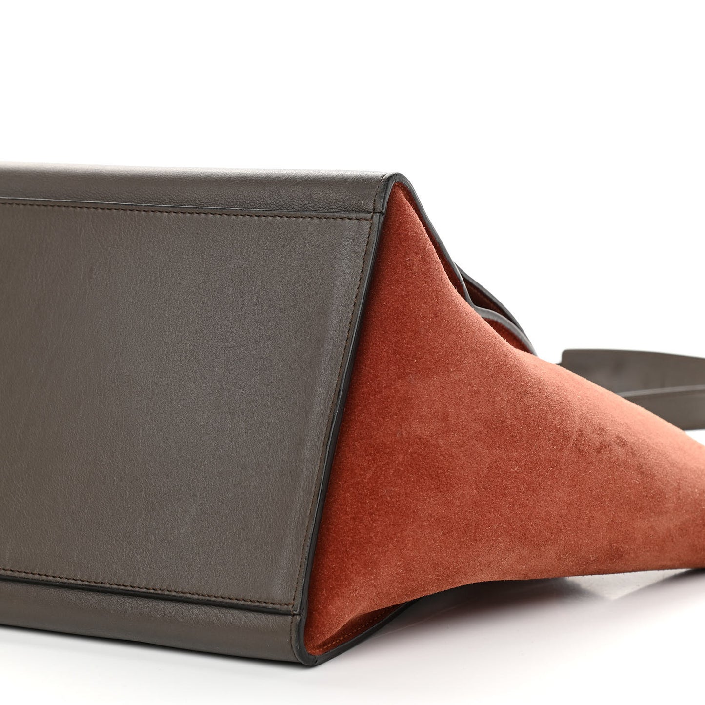 Smooth Calfskin Suede Medium Tri-Color Trapeze Terracotta