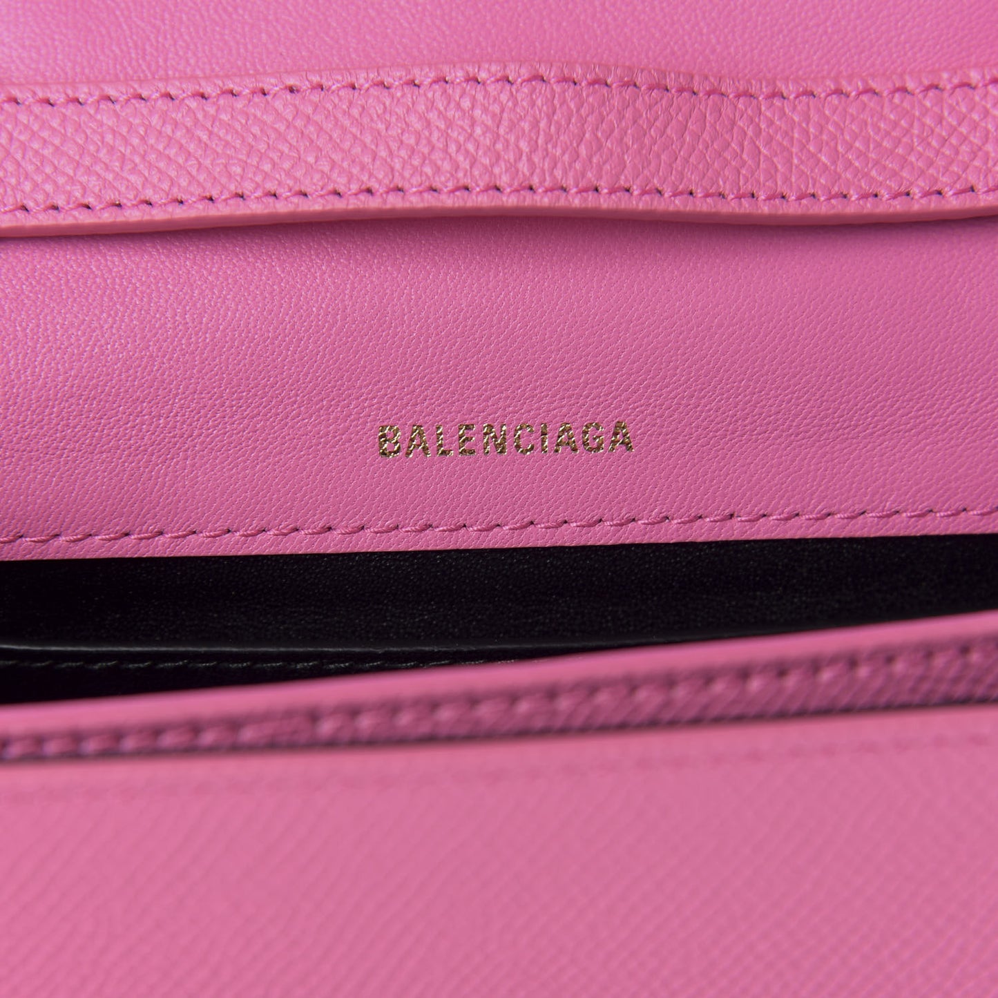 Signature Grained Calfskin Logo Print Ville Day Bag XS Rose Bubblegum Black