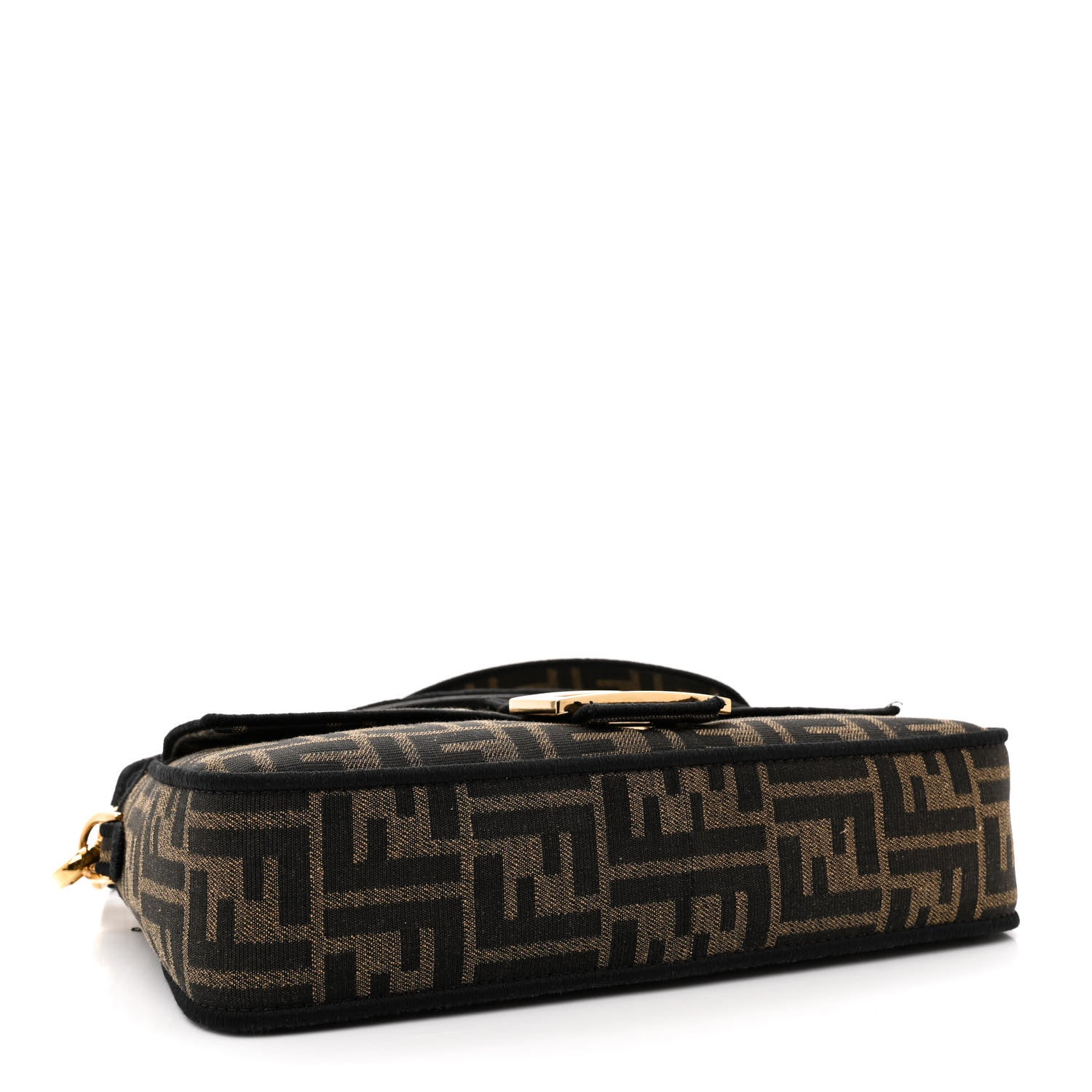 Fendi Fabric Jacquard FF 1974 Medium Baguette Tobacco Moro Black 4 of 12