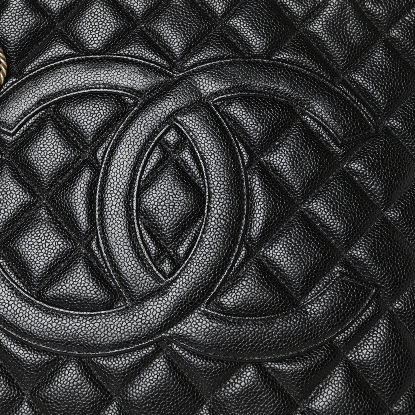 Caviar Quilted Medallion Tote Black