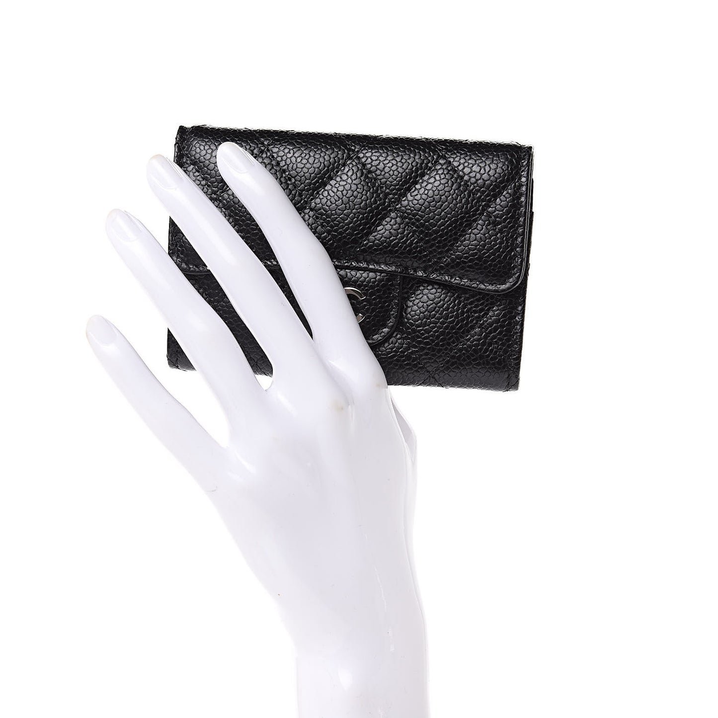 Caviar Quilted Flap Card Holder Black