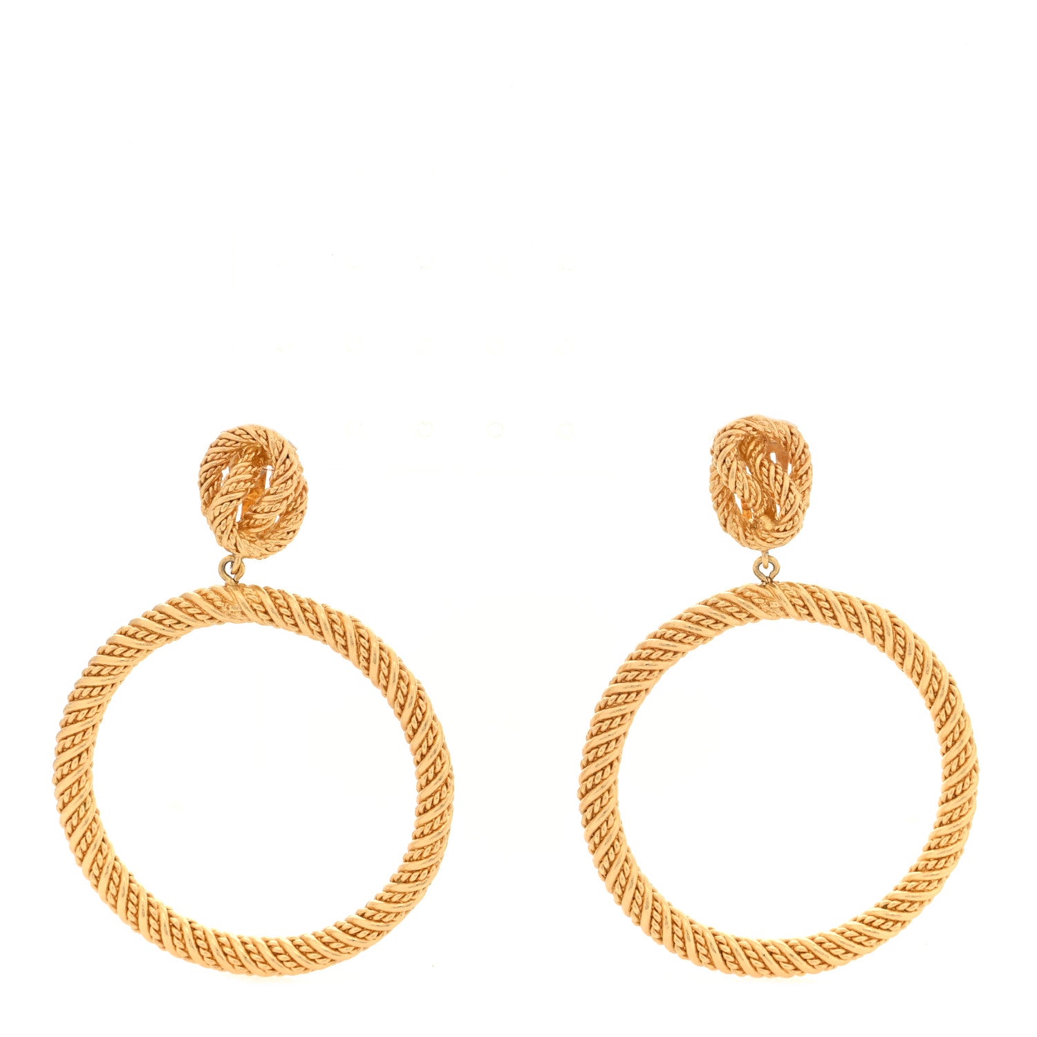Christian Dior Metal Twist Circle Drop Clip On Earrings Gold 1 of 4