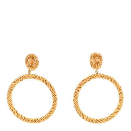 Christian Dior Metal Twist Circle Drop Clip On Earrings Gold 1 of 4