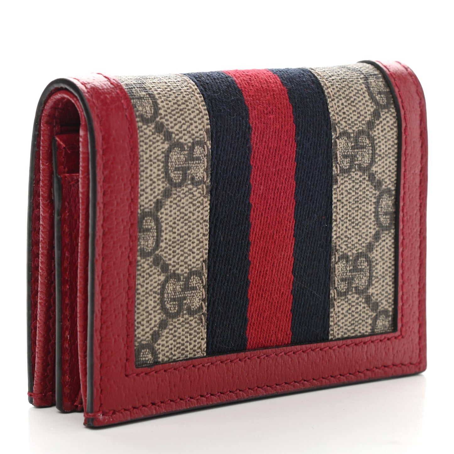 GG Supreme Monogram Queen Margaret Card Case Red