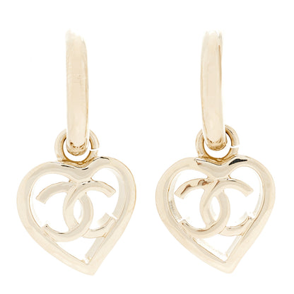Chanel Metal CC Heart Coco In Love Drop Earrings Gold 1 of 4