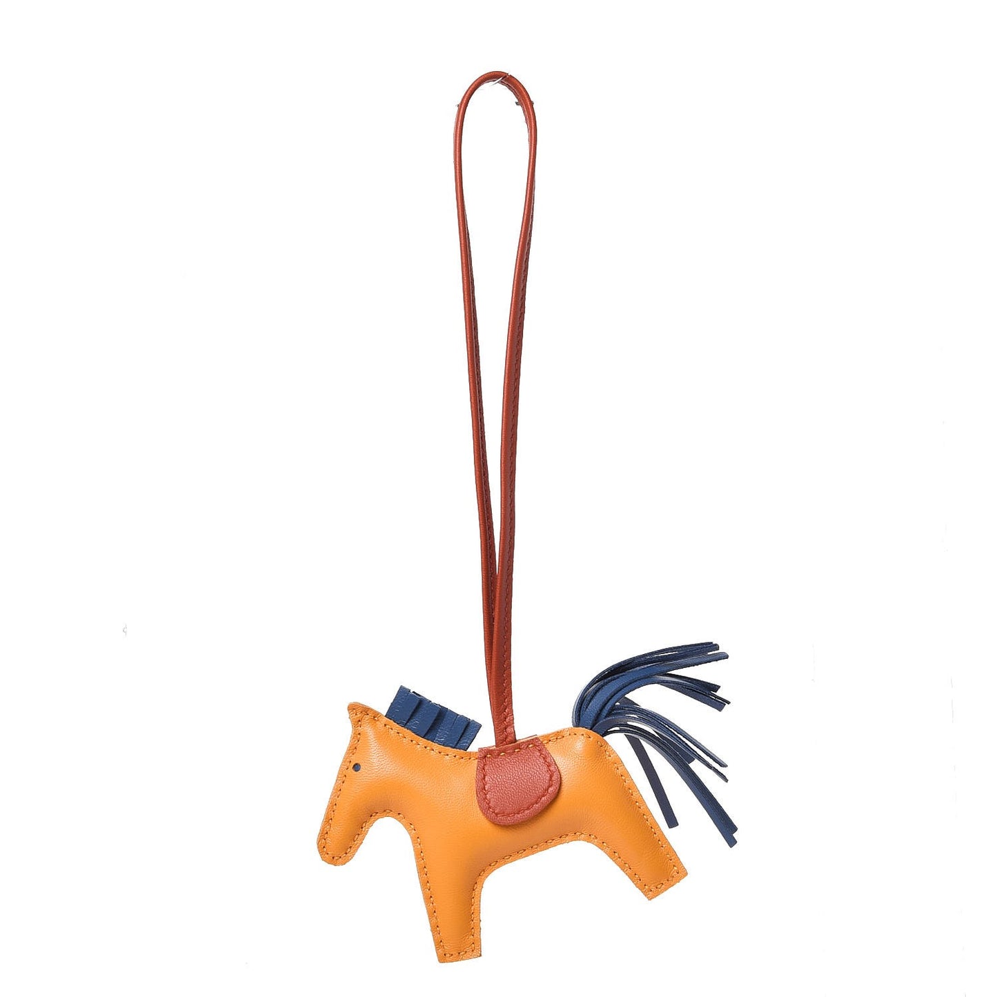 Milo Lambskin Grigri Rodeo Horse Bag Charm PM Jaune D'Or Bleu Agate Cornaline