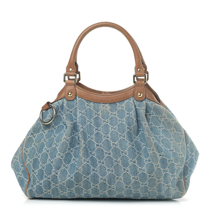 Gucci Denim Monogram Medium Sukey Tote Blue 1 of 17