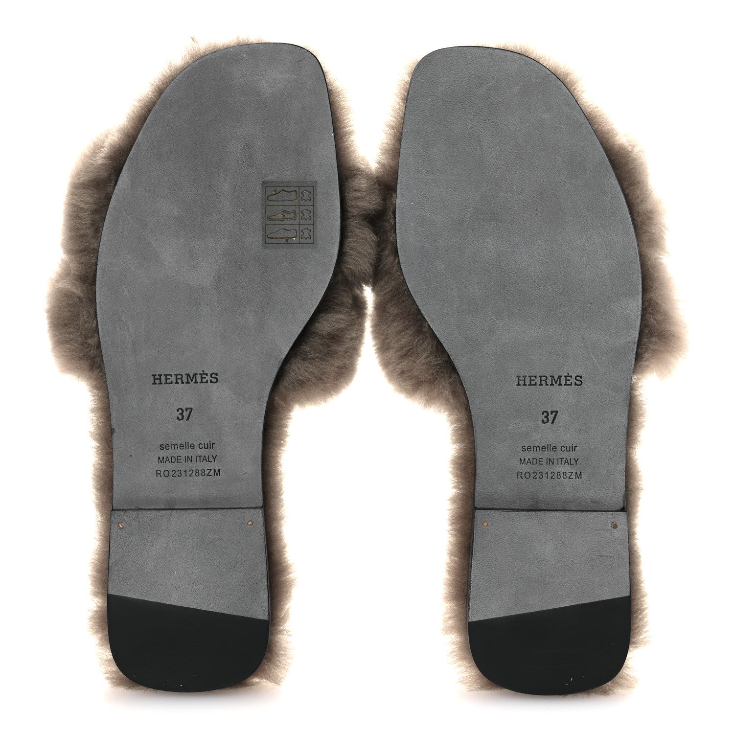 Hermes Woolskin Oran Sandals 37 Etoupe 7 of 10