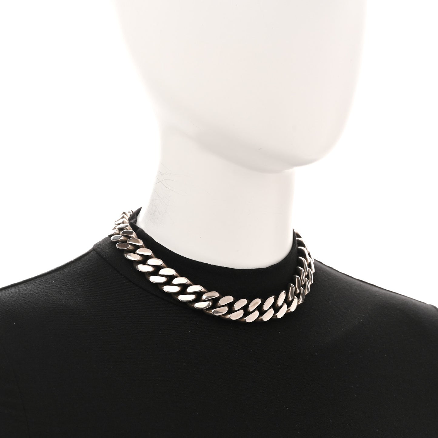 Metal Curb Chain Necklace Oxidized Silver