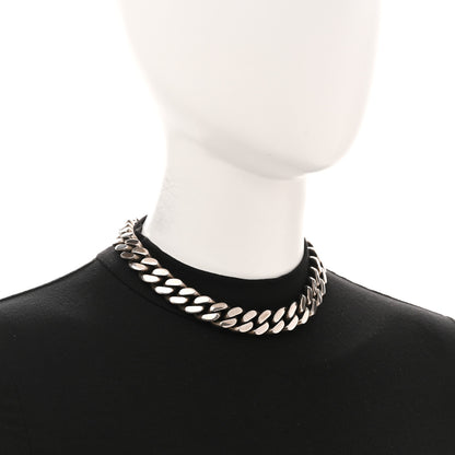 Saint Laurent Metal Curb Chain Necklace Oxidized Silver 2 of 5