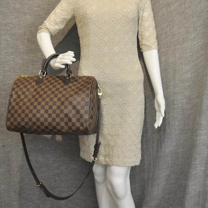 Louis Vuitton Damier Ebene Speedy Bandouliere 35 2 of 9