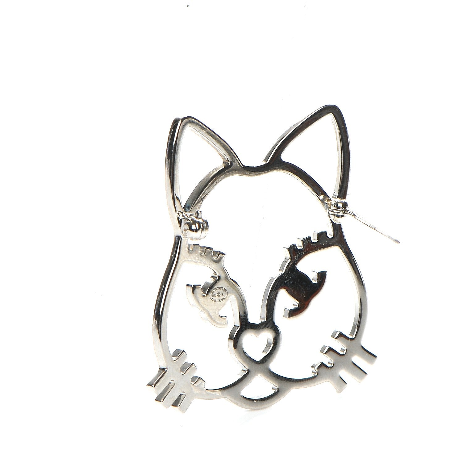 Chanel Strass Crystal Emoji Choupette Cat Brooch Silver 3 of 5