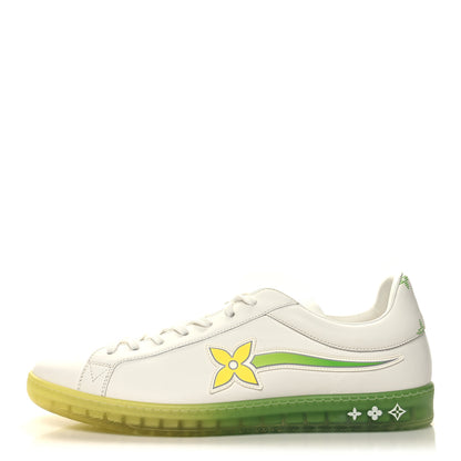 Louis Vuitton Calfskin Mens Luxembourg Samothrace Sneakers 9.5 White Yellow Green 1 of 8