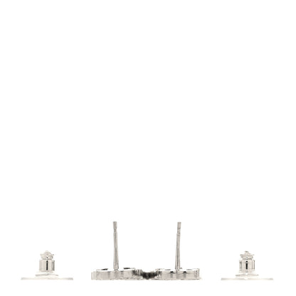 Chanel Crystal Emoji Choupette Cat CC Earrings Silver 3 of 4