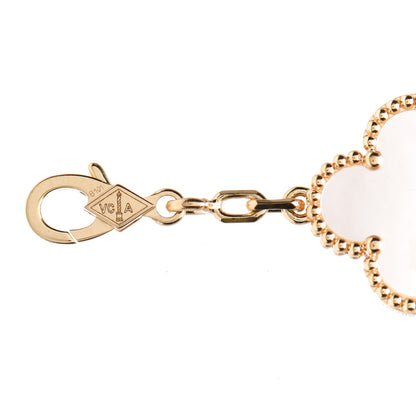 Van Cleef & Arpels 18K Yellow Gold Mother of Pearl 5 Motifs Vintage Alhambra Bracelet 4 of 5