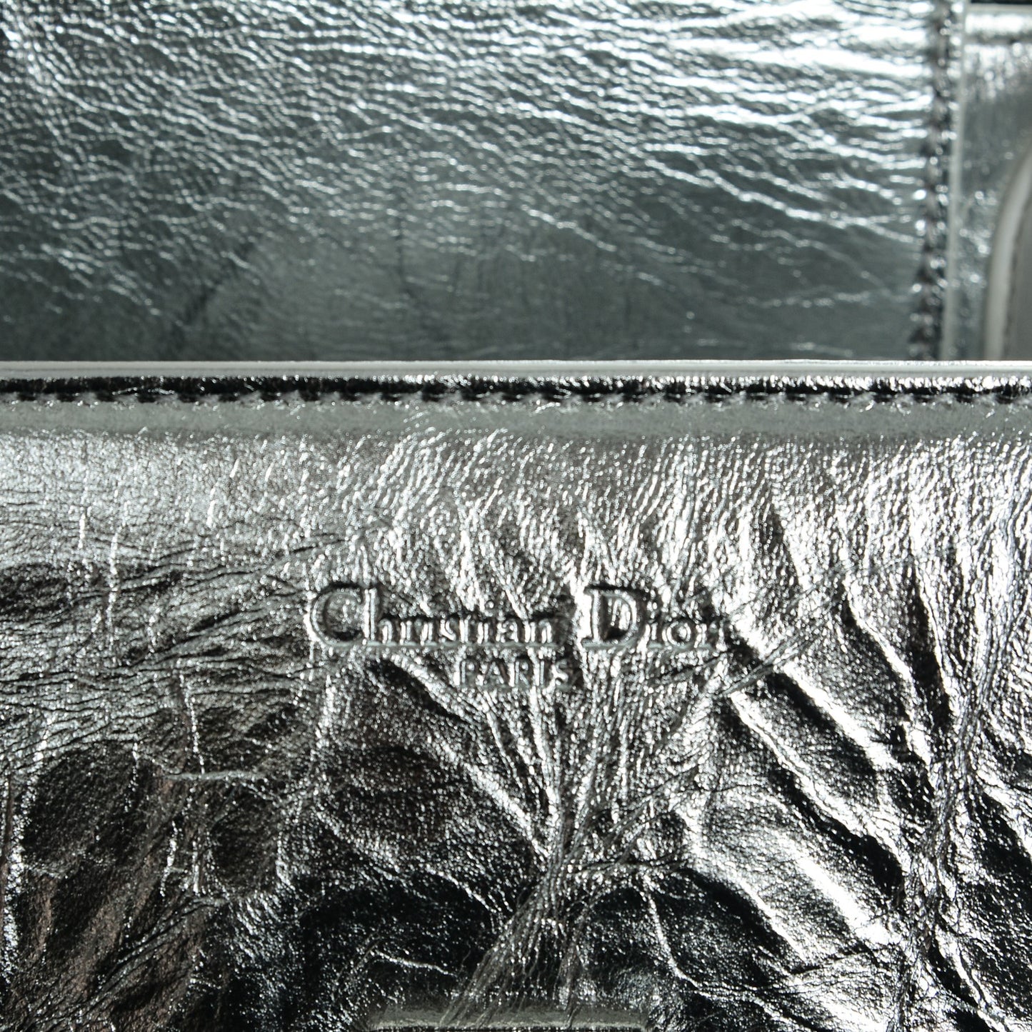 Metallic Calfskin Large Diorever Flap Silver