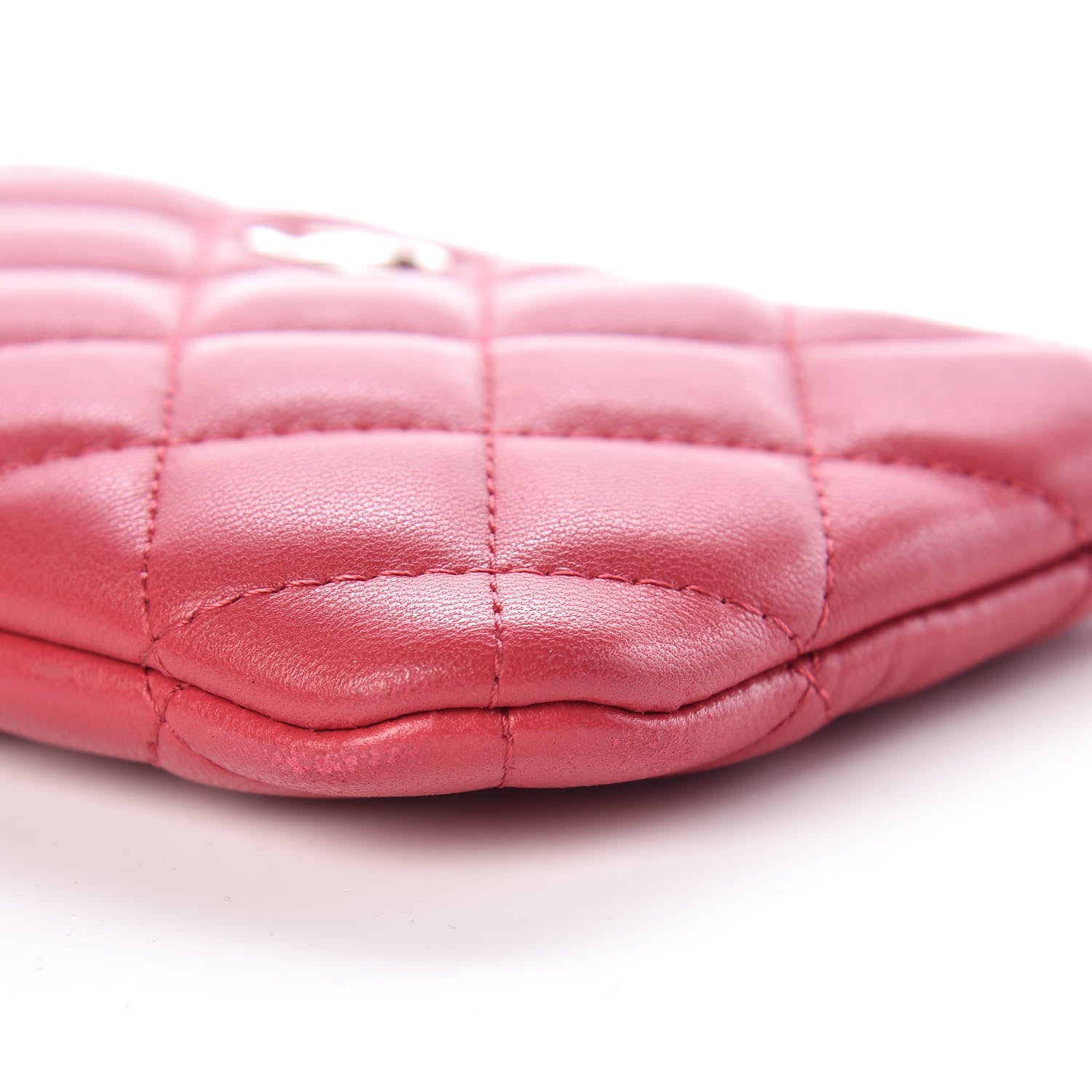 Chanel Lambskin Quilted Small Cosmetic Case Dark Pink 9 of 12