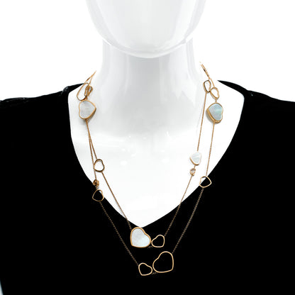Chopard 18K Rose Gold Diamond Mother of Pearl Happy Hearts Sautoir Necklace 2 of 4